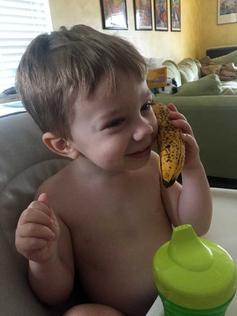 Christopher calls me on his banana phone!